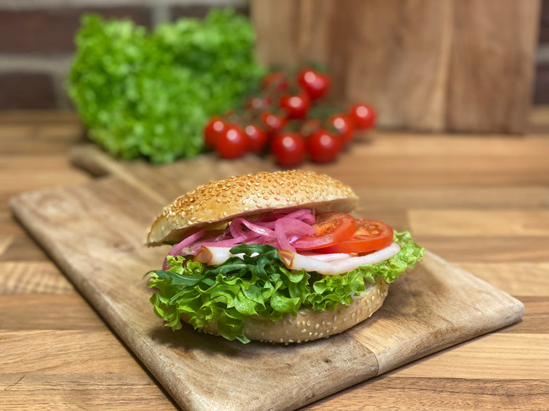 Bagel med kalkon och färskost
